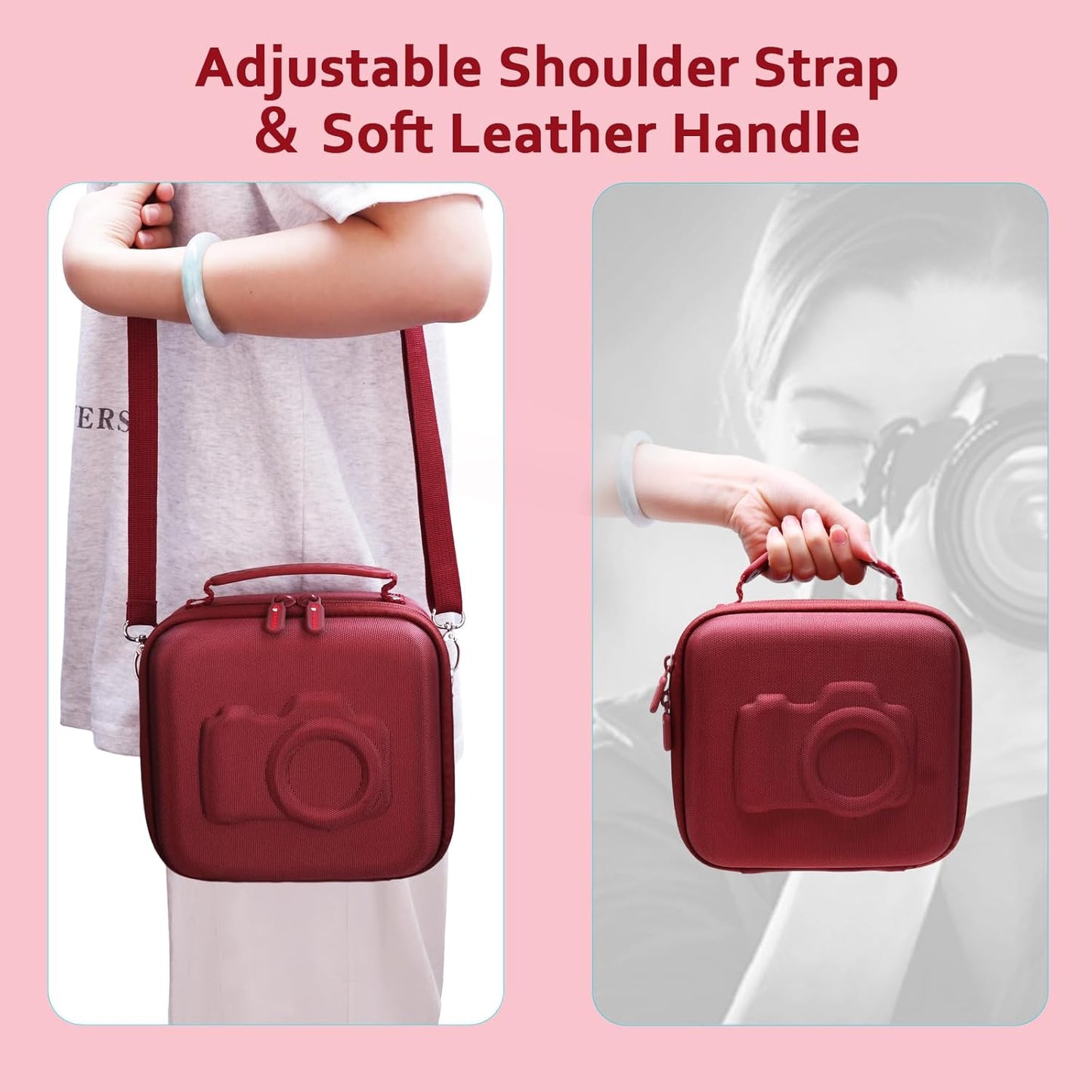 Hard Camera Case Bag Compatible with Canon EOS Rebel T7/T100/T6/R50/R6 or Kodak Pixpro AZ405/AZ425/AZ255/AZ401/AZ252/AZ528 DSLR Camera,for Canon Sony Kodak Panasonic Nikon Mirrorless Camera,Red