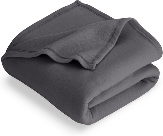 Bare Home Polar Fleece Blanket - Full/Queen - Warm & Cozy - Premium Fleece - Throw for Bed, Sofa, Camping, Travel and Cold Nights - Lightweight Blanket (Full/Queen, Forged Iron Grey)
