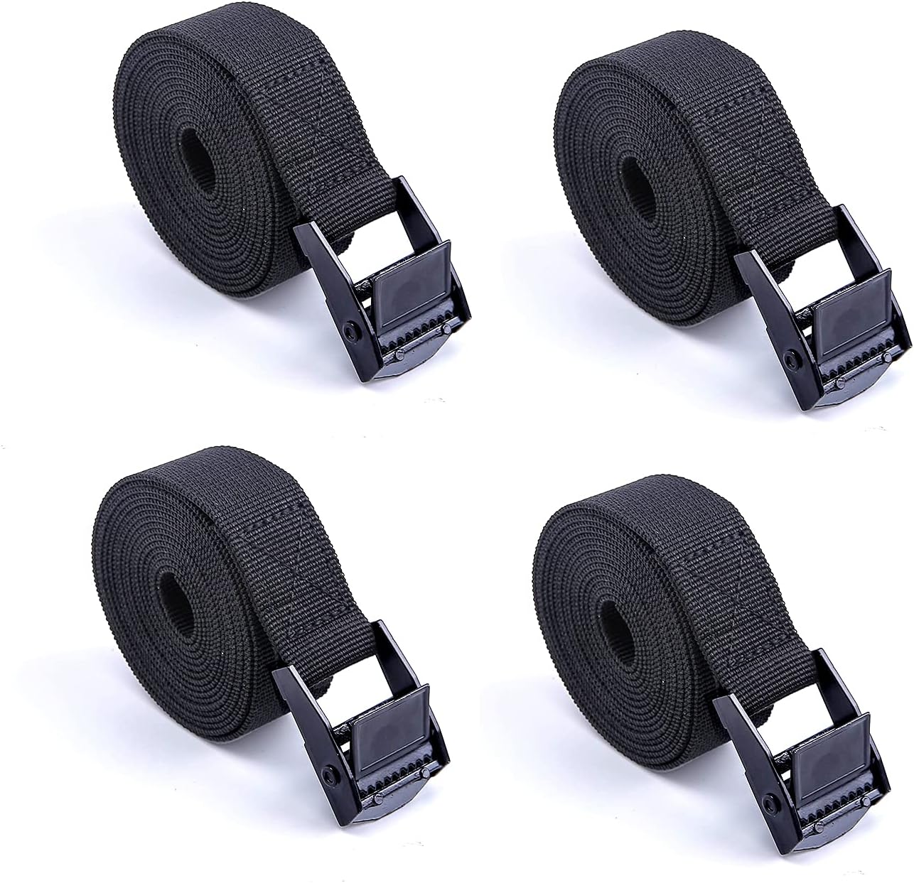 Premium Lashing Nylon Strap - Cam Buckle Tie Down Straps Heavy Duty Secure Straps up to 500 lbs Capacity for Motorcycle,SUP, Kayak, Canoe, Surfboard, Cargo, Boat,Trailer, Moving(1'' x 6.5Ft Black)