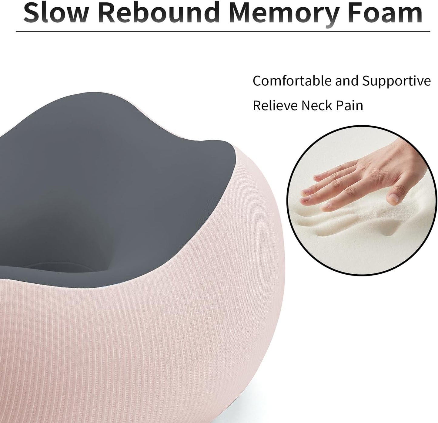 Thickened Travel Neck Pillow for Airplanes for Women, Adjustable Right Amount of Height 360° Support Memory Foam Neck Pillow, Portable Plane Pillow for Sleeping