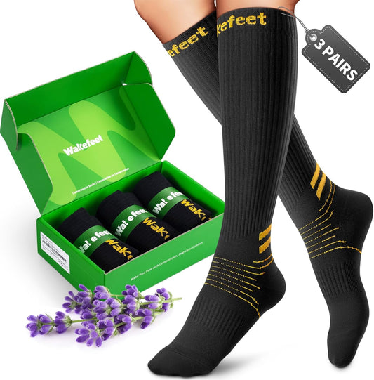 Compression Socks for Women Men 3 Pairs, Compression Stockings, Fragrance Flight Socks for Travelling Sitting