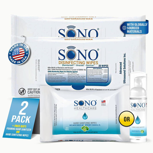 SONO Multi-Surface Disinfecting Wipes - 40 Count (Pack of 2) + Sanitizer, Shoe Cleaner & Sanitizer Kit, Quick Clean and Stain Removal, Sneaker Cleansing Travel Pack