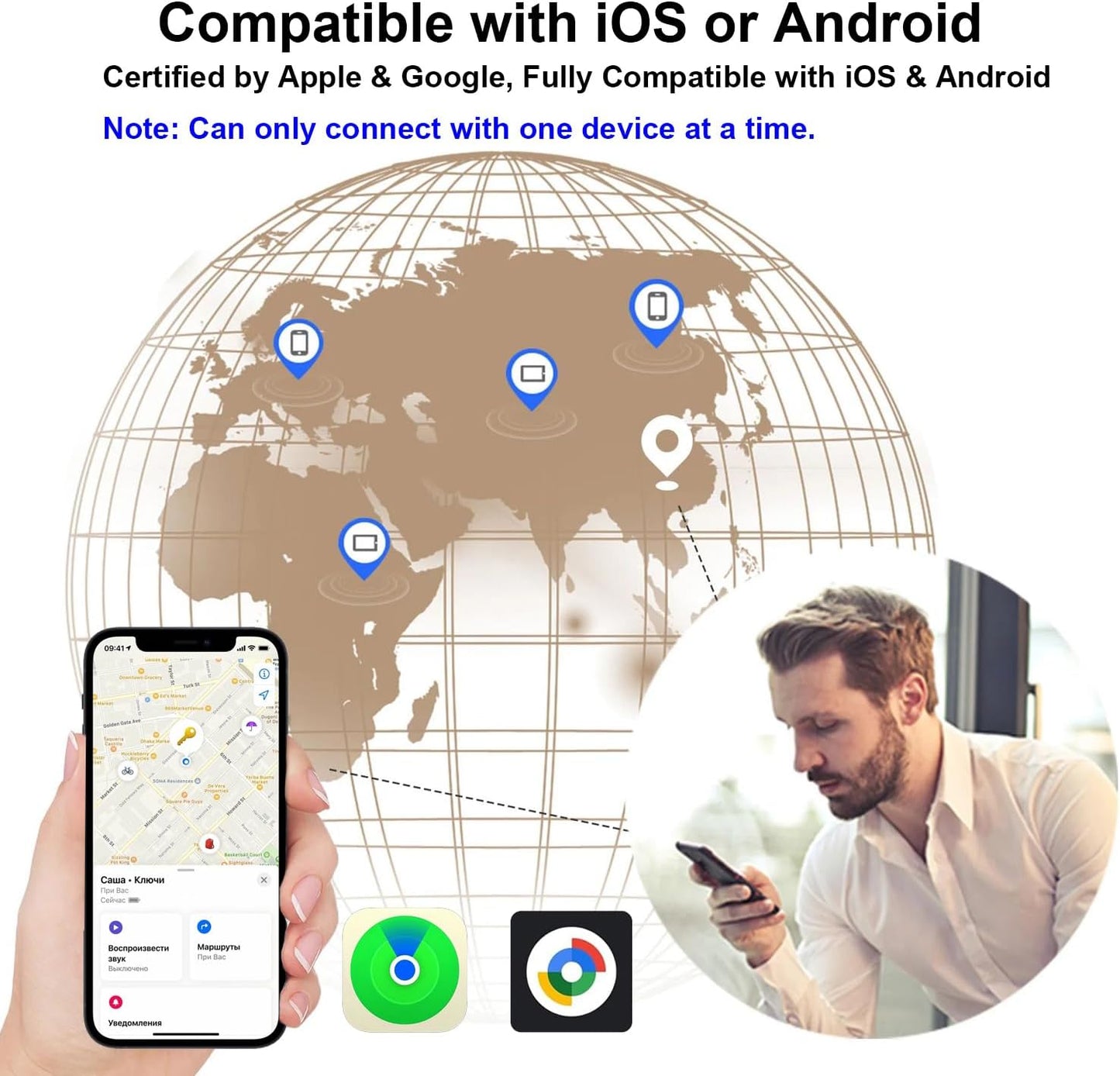 Air Tracker Tags for Android or iOS,Dual System Smart Tags,Keys Finder and Item Locator for Keys,Smart Tracking Tag,Compatible with iOS Find My or Google Find Hub App,Luggage,Backpack,Bags and More