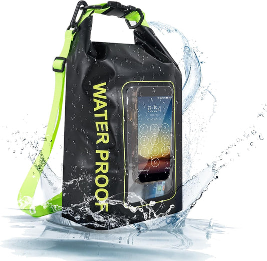 IP68 Waterproof Dry Bag, 2L - Roll Top Waterproof Pool Bag，Dry Bags for Kayaking Waterproof-w/Phone Pouch,Large Waterproof Phone Pouch,Boating & Kayak Accessories Camping (Black 5L)