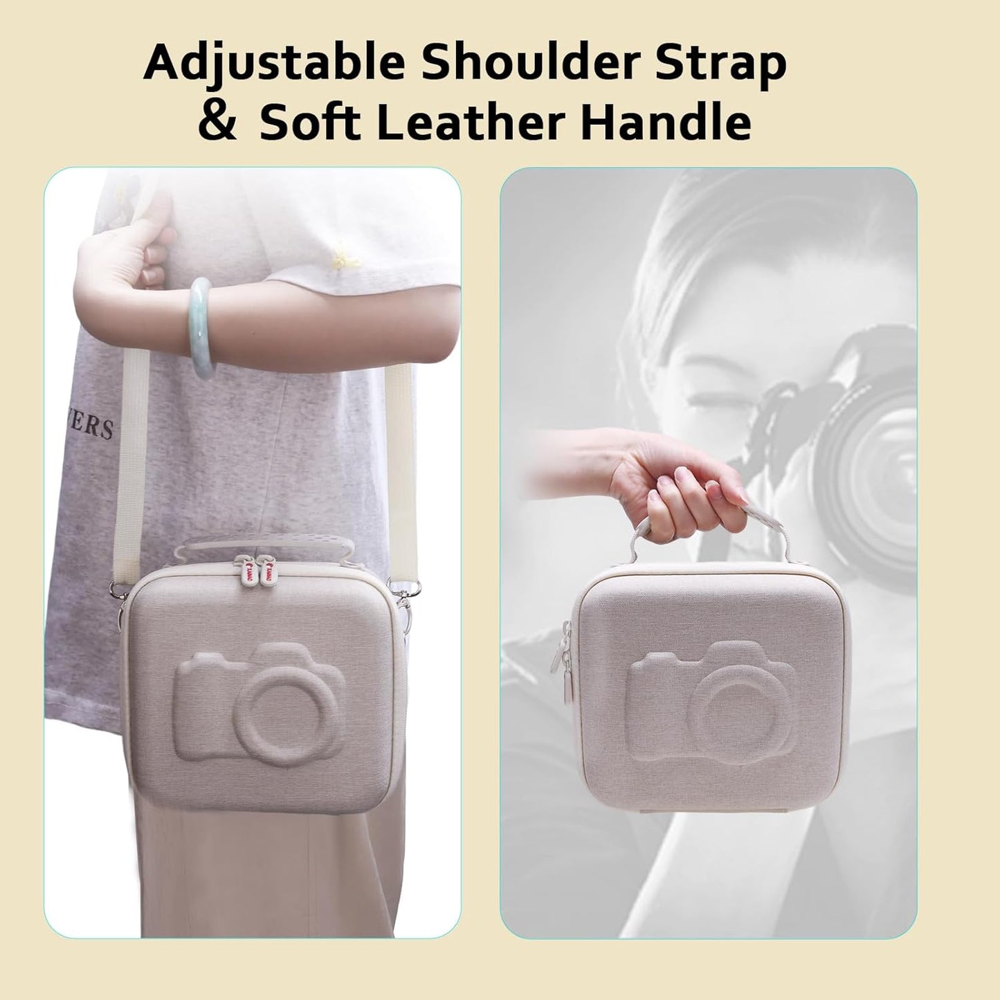 Hard Camera Case Bag Compatible with Canon EOS Rebel T7/T100/T6/R50/R6 or Kodak Pixpro AZ405/AZ425/AZ255/AZ401/AZ252/AZ528 DSLR Camera,for Canon Sony Kodak Panasonic Nikon Mirrorless Camera,Cream