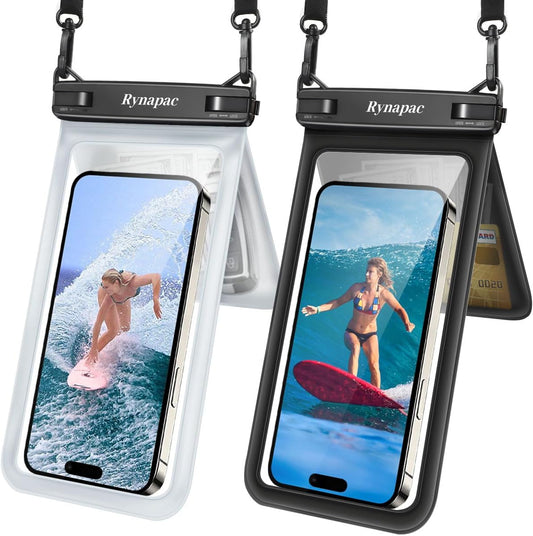 Double Space Waterproof Phone Pouch, 2 Pack Waterproof Phone Case with Lanyard for iPhone 16 15 Pro Max Galaxy S23 Pixel 7a up to 8.5’’, Cellphone Dry Bag for Beach Vacation Travel Cruise Essentials