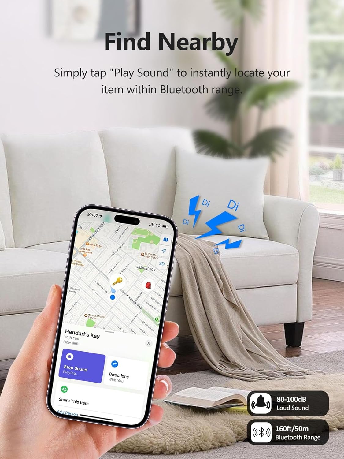 Tracker Tags, Item Finder Work with Apple Find My (iOS Only), Tracking Device Locator Smart Tag for Luggage, Keys, Wallet, Bike, Pets, Bags (White, 1 Pack)