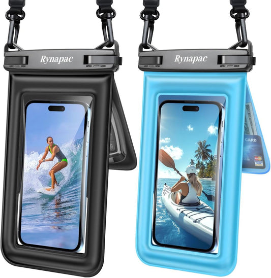 Waterproof Phone Pouch Floating, Double Bags Waterproof Phone Case with Lanyard for iPhone 16 15 Pro Max, Galaxy S24 S23 Ultra, IPX8 Cellphone Dry Bag Beach Cruise Ship Essentials 2 Pack-8.5''