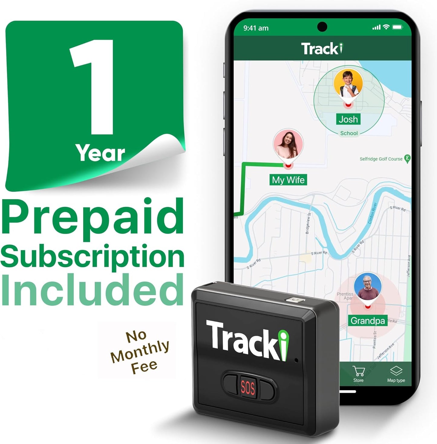 Tracki GPS Tracker for Vehicles, Car, Kids. Subscription Needed. US-Made Tech. 4G LTE GPS Tracking Device. Unlimited Distance, US & Worldwide. Small (Tracker) (Tracker 1 Year Subscription Incl.)