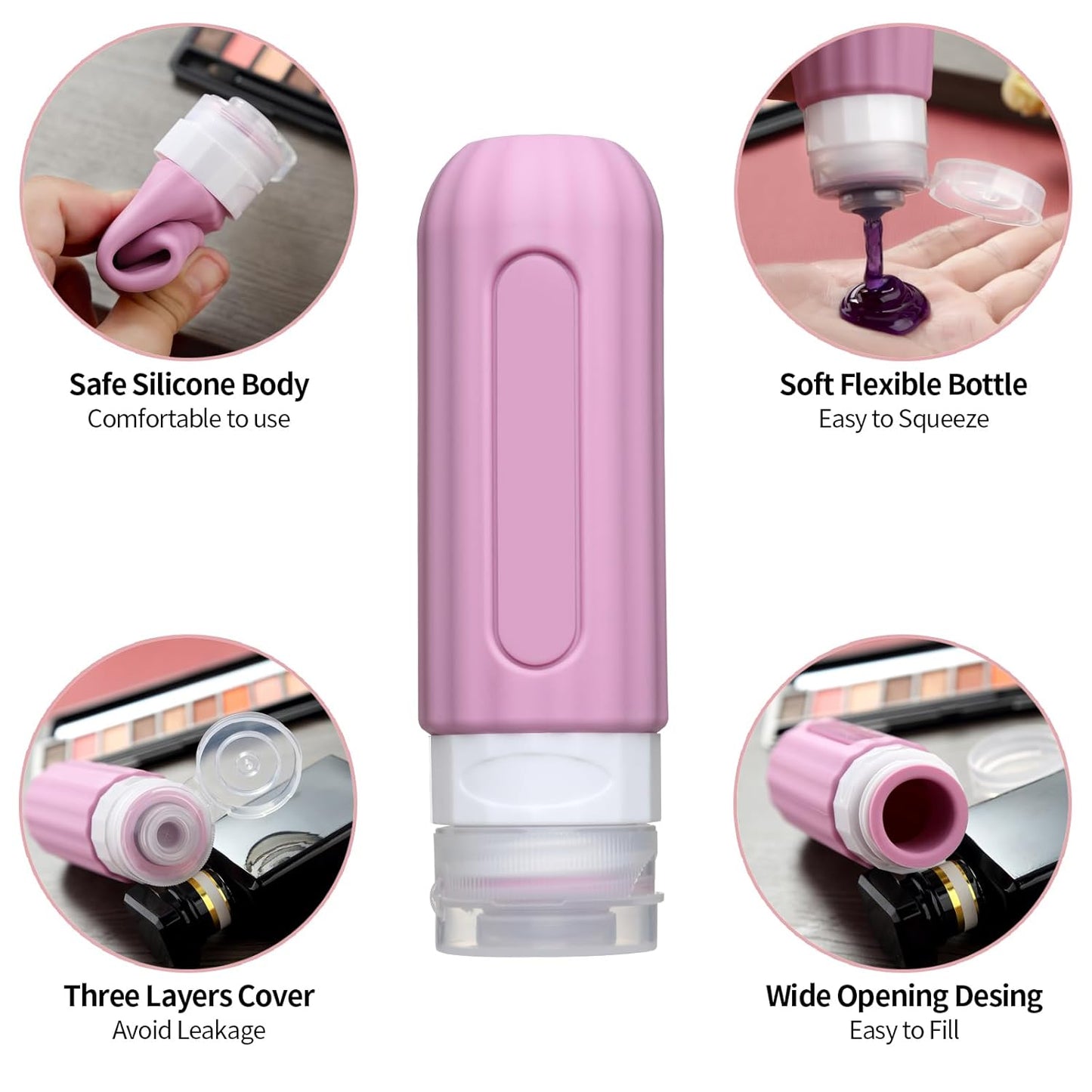 16 Pack Travel Bottles Set for Toiletries, Leakproof Travel Containers for Toiletries TSA Approved Silicone Travel Accessories Squeezable Refillable 3oz for Shampoo Conditioner Lotion