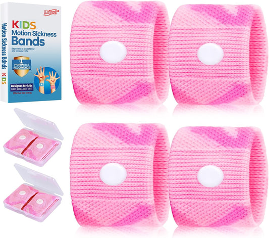LYJEE Motion Sickness Bands for Kids, Travel Sickness Relief Wristbands, Anti-Nausea Wristbands for Car or Sea Sickness