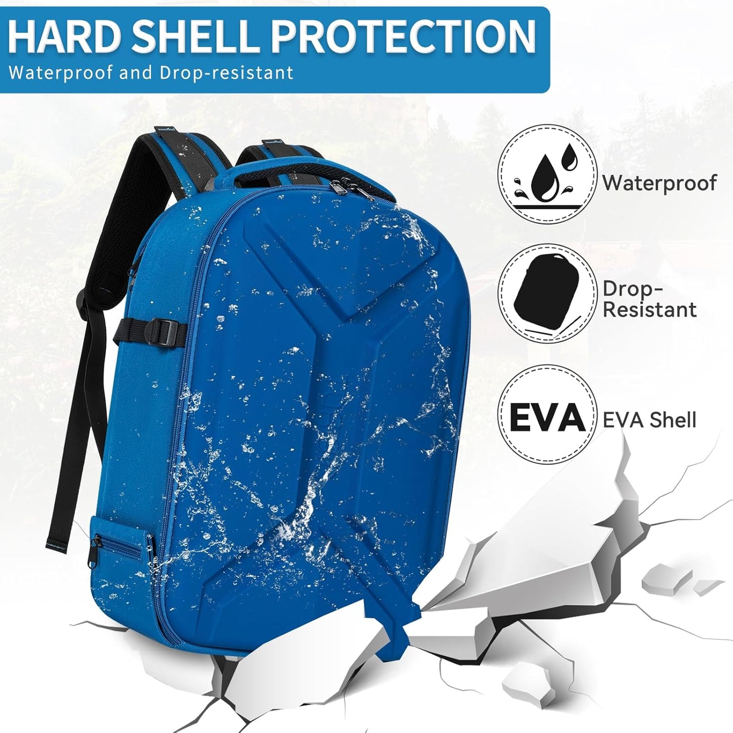 TORIBIO Camera Backpack, Hardshell DSLR Photography Camera Bag, Waterproof Hard Shell Camera Case with Tripod Holder & 15.6" Laptop Compartment Compatible with Canon/Nikon/Sony/DJI Mavic Drone