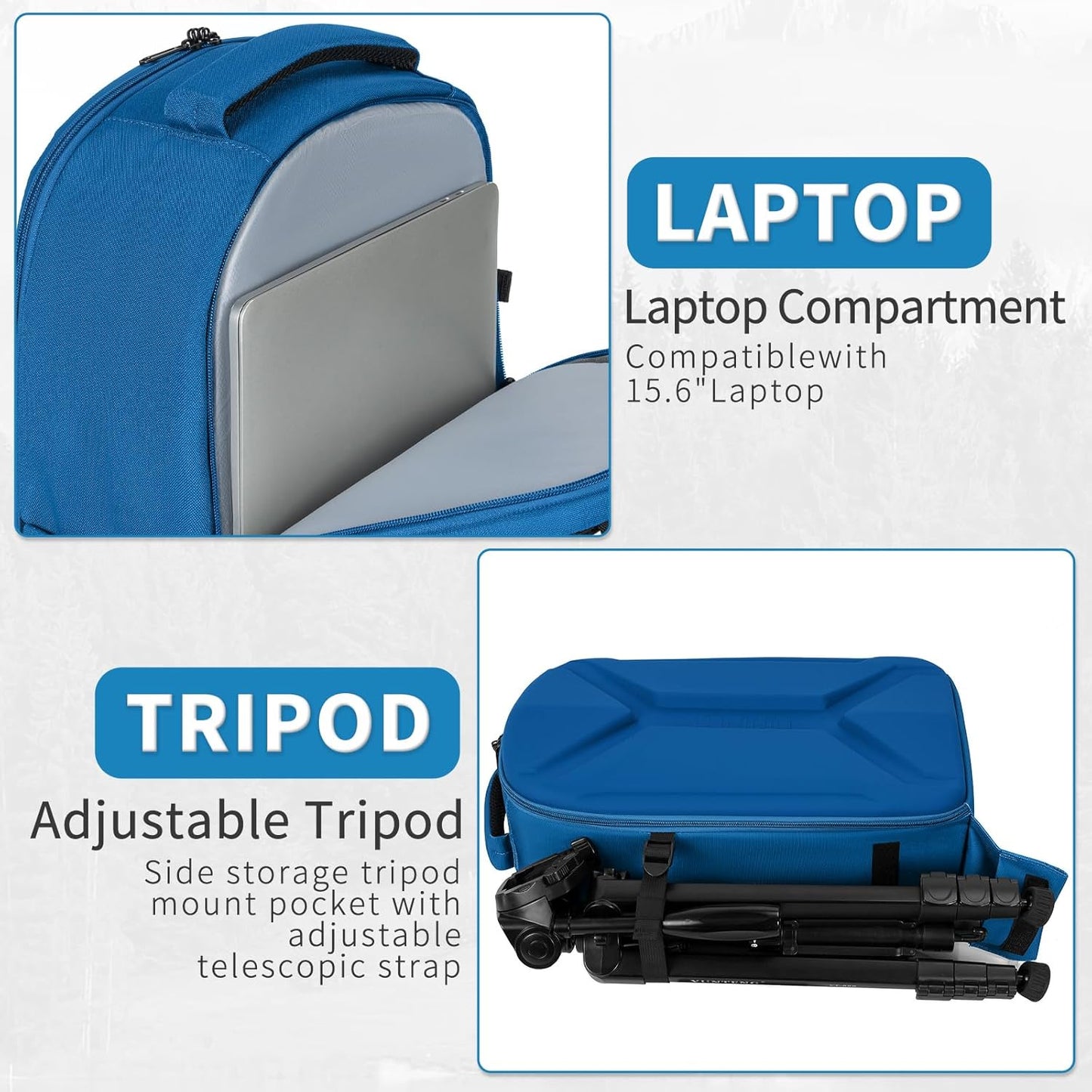 TORIBIO Camera Backpack, Hardshell DSLR Photography Camera Bag, Waterproof Hard Shell Camera Case with Tripod Holder & 15.6" Laptop Compartment Compatible with Canon/Nikon/Sony/DJI Mavic Drone