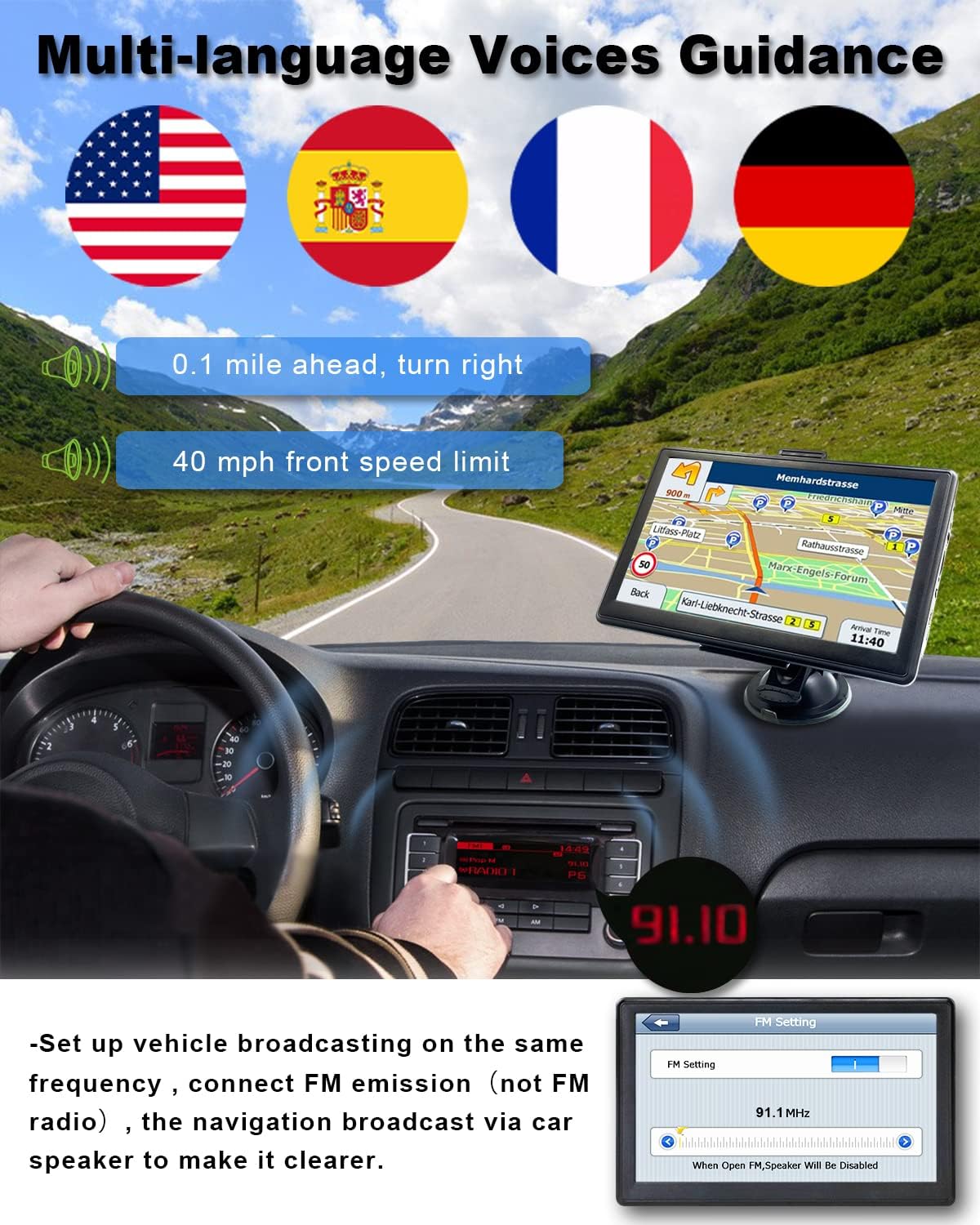 OHREX N800 GPS Navigator for Car with Bluetooth, 7” Truck GPS Commercial Drivers, 2025 Maps (Free Lifetime Updates), Semi Trucker GPS Navigation Systems, Custom Truck Routing
