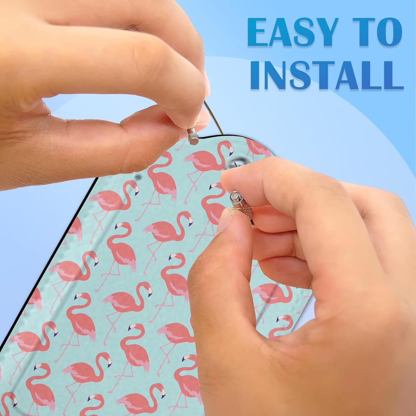 2 Pack Funny Luggage Tags with for Suitcases, Pink Flamingos PU Leather Luggage Tag Accessories Privacy Cover ID Label with Stainless Steel Loop for Travel Bag for Women Girls Teens