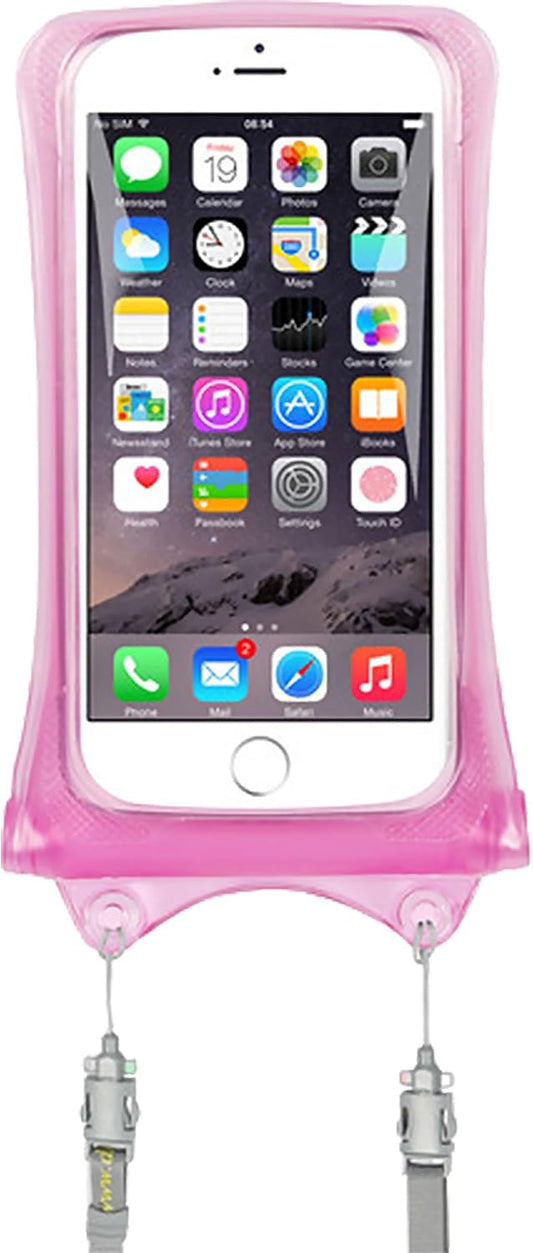 AquaVault 100% Waterproof Floating Smart Phone Case & Money Pouch - Fits All Phones - Made from Premium Heavy Duty PVC for Added Drop Protection - Includes Adjustable Neck Strap. Pink