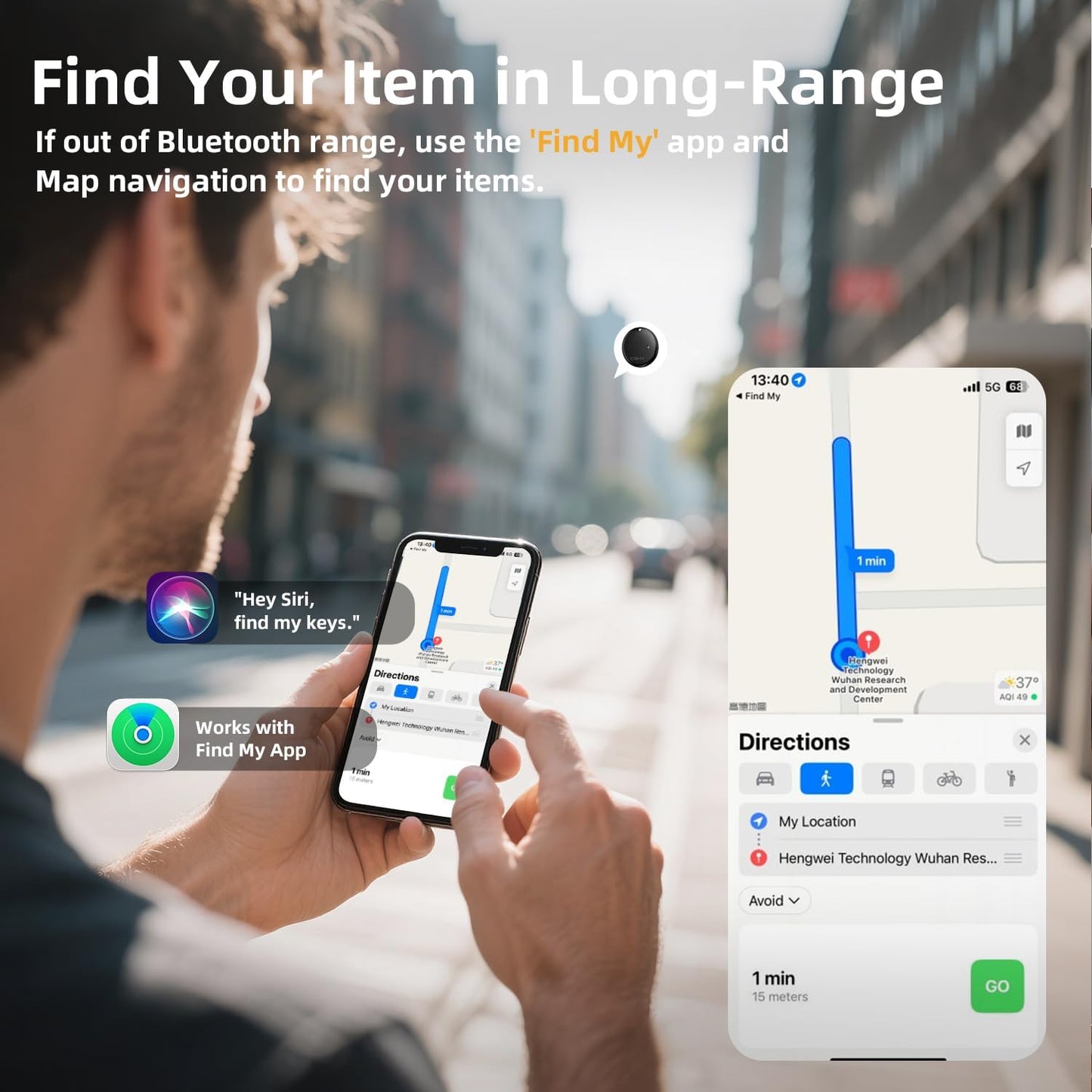 Esky Bluetooth Tracker Tag-4 Pack, Smart Luggage Tracker Compatible with Apple Find My APP (Only for iOS, Not for Android), Key Finder and Item Locator for Luggage, Backpack, Suitcases, Pets, Wallet