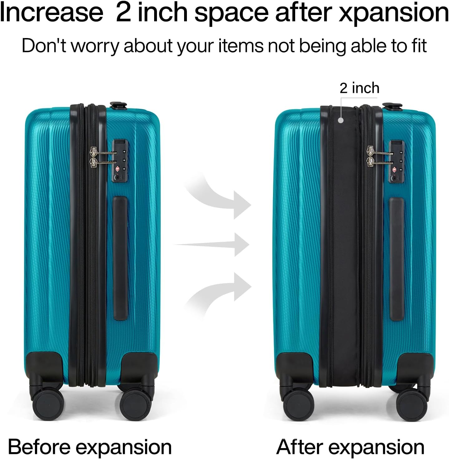 Hanke 29 Inch Expandable Checked Luggage Lightweight PC Hard Shell Luggage Suitcases with Wheels Tsa Luggage Rolling Large Suitcase Travel Luggage Bag for Study Abroad.(Caribbean Blue)