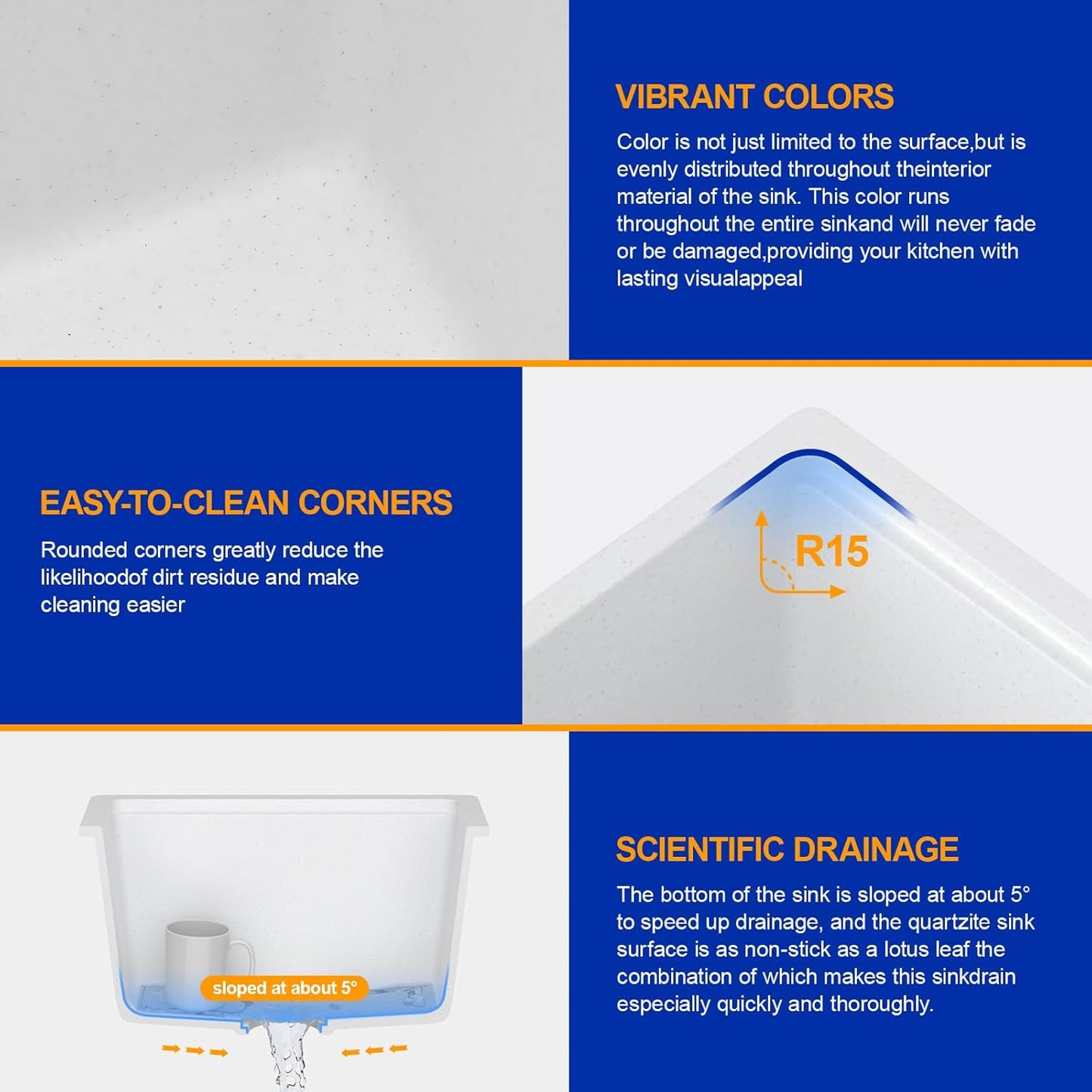 Dcolora 18 Inch Wet Bar Sink Granite Composite White Undermount Small Kitchen Sink Single Bowl With Workstation #DC-GU0001WS