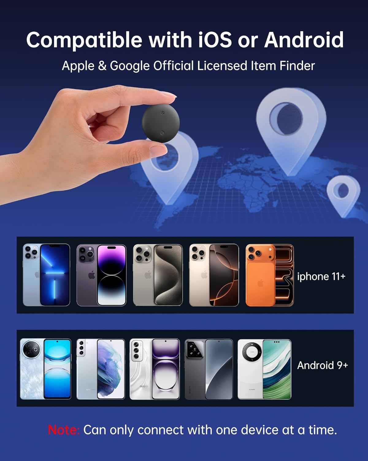 Bluetooth Tracker for AirTag with Keychain, Dual System Air Tracker Tag-for iOS & Android, Smart Tags Anti-Lost Tags, Waterproof Item Finder, Worldwide Smart Location Tag for Keys (Android & iOS)