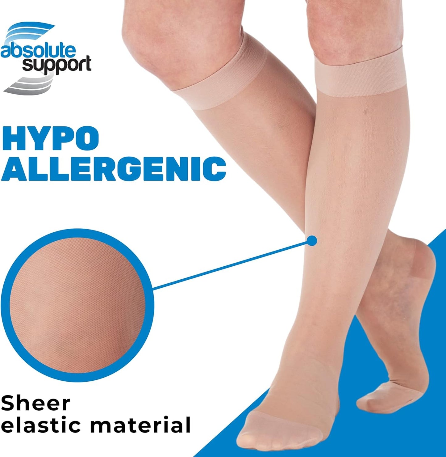 (3 Pairs - Closed Toe) Wide Calves Sheer Compression Socks for Women 15-20mmHg - Womens Compression Stockings for Circulation during Sport, Work, Travel, Flight - Nude, 4X-Large - A101NU7-3