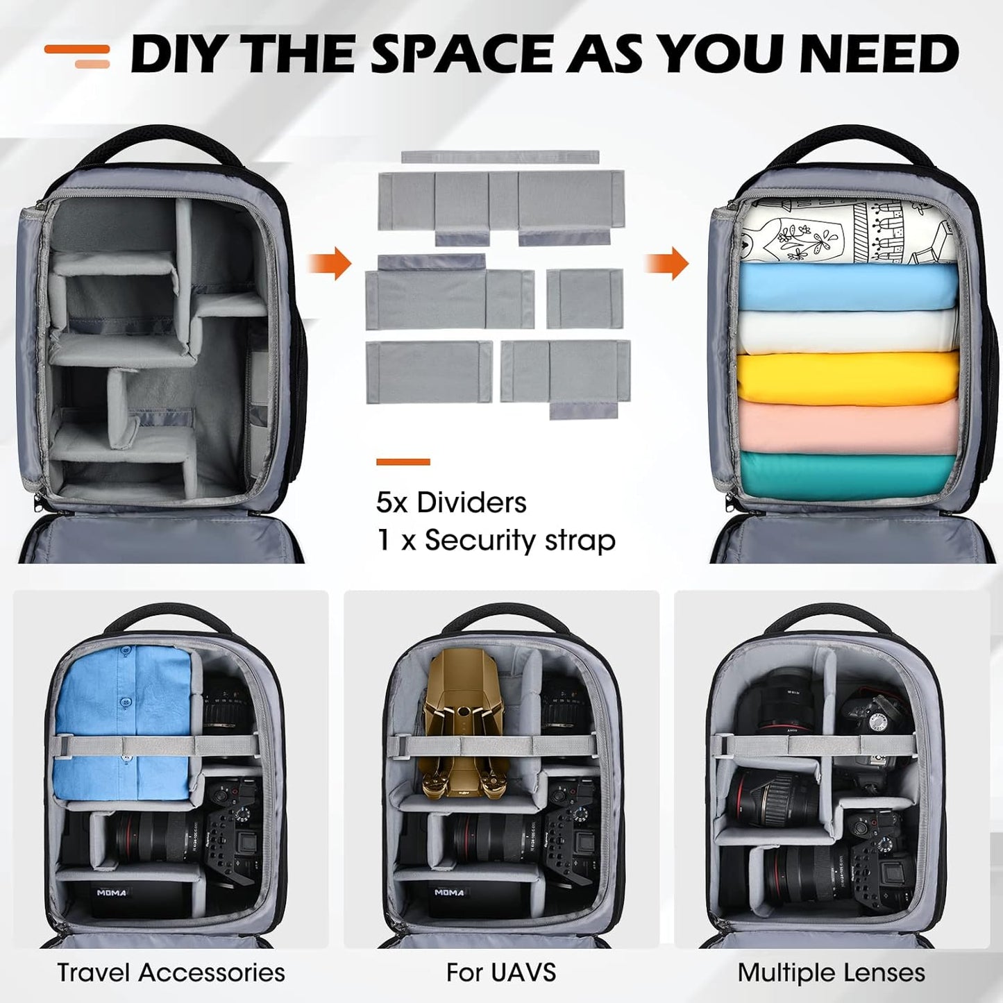 SDYSM Camera Bag Backpack Professional for DSLR SLR Mirrorless Camera Waterproof Laptop Back Pack 14 Inch with Rain Cover Anti Theft Travel Case Large Capacity Photography Backpack Camouflage