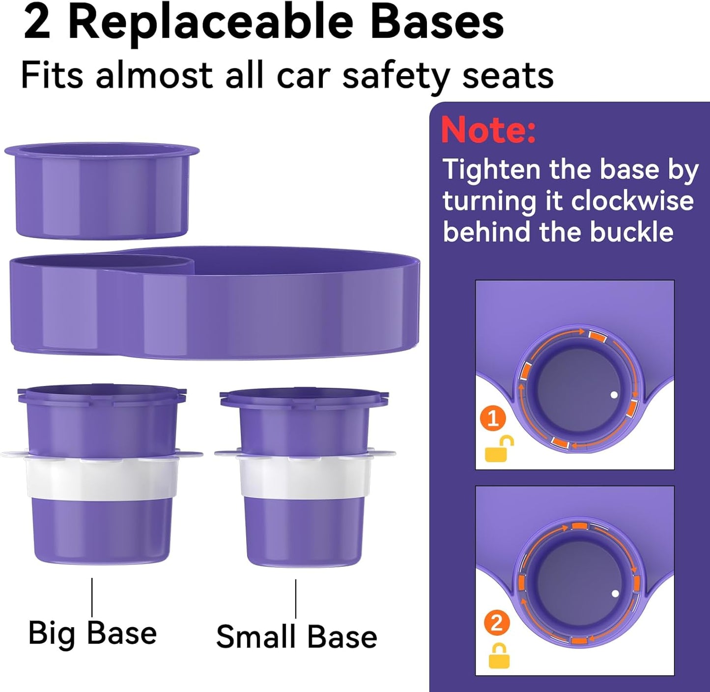 [2 Packs] Kids Car Seat Tray, Travel Tray with Cup Holder for Toddler Baby, Kids Car Seat Food Snack Organizer for Road Trip, Stroller snack Organizer Travel Must Haves (Purple, 2 PCS)