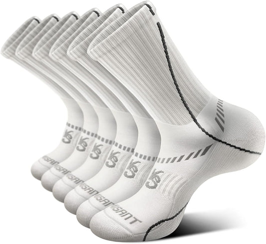 BULLIANT Compression Socks for Men 6Pairs, Athletic Crew Socks Cushioned For Men Sports Running-Arch Support