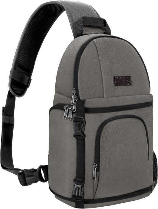 MOSISO Camera Sling Bag, DSLR/SLR/Mirrorless Camera Backpack Case Shockproof Photography Backpack with Tripod Holder & Removable Modular Inserts Compatible with Canon/Nikon/Sony/Fuji