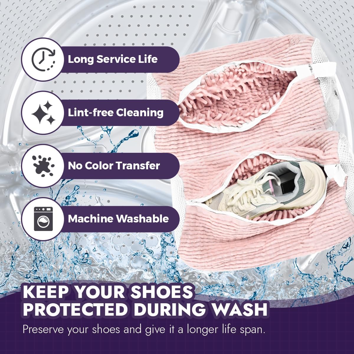 Shoe Cleaning Kit: Shoe Washing Bag (2pcs), Mesh Laundry Bag for Shoe Dryer and Adjustable Shoe Trees (5 pc kit)