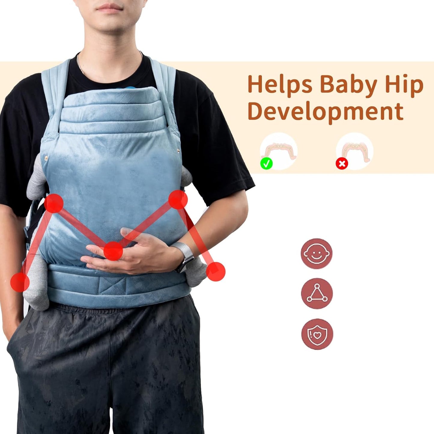 Baby Carrier for Newborn to Toddler, 7-35 lbs Weight Capacity, Ergonomic Backpack Design, Front and Back Facing Options, Blue