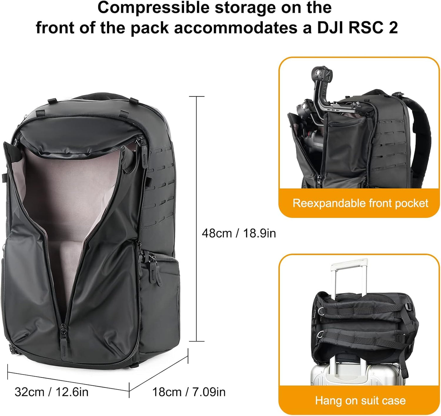 Besnfoto Camera Backpack Waterproof for Photographer DSLR Photography Bag Large with Laptop Compartment Tripod Holder for Men Hiking, Black