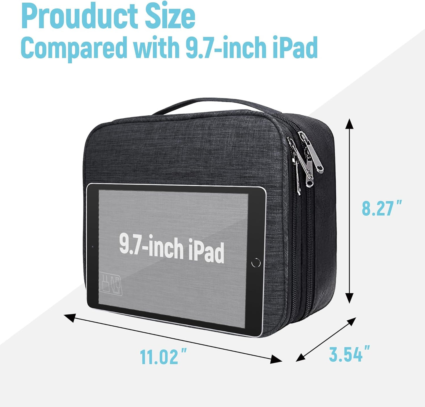 Electronics Travel Organizer,Large Double Layer Portable Waterproof Travel Organizer Bag for Charging Cable Storage,Ipad,Power Bank,Hard Drive etc,for Travel,Business,5pcs Cable Ties-Purple