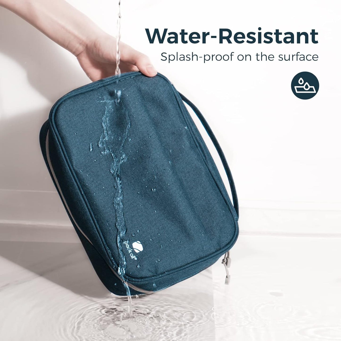 pack all Electronic Organizer Plus, Larger Capcity Cable Organizer Bag, Shockproof Carrying Case, Portable Cord Travel Organizer Storage Bag for Cables, Chargers, Phones, USB, SD Cards(Navy Blue)