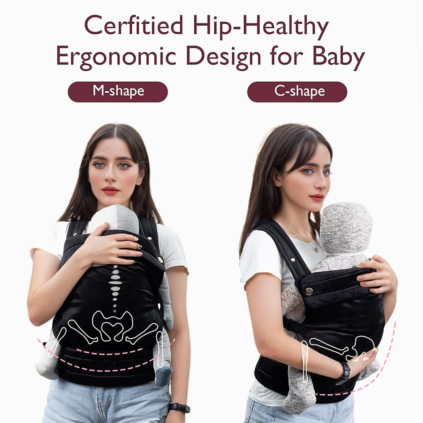 Baby Carrier for Newborn to Toddler, Cozy Baby Wrap Carrier 7-35 lbs, Ergonomic Backpack Design, Front and Back Facing Options, Black