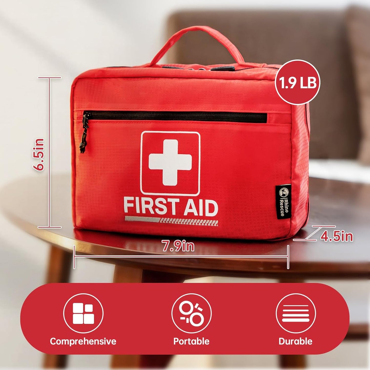 RHINO RESCUE 240 Piece All-Purpose First Aid Kit, Home & Office Professional Medical Supplies, Ideal for Emergency, School, Business, Car, Camping