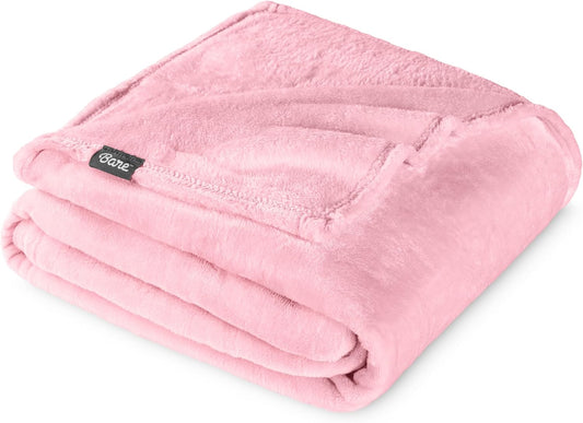 Bare Home Fleece Blanket - Throw Extra Long - Ultra-Soft Lightweight for Bed, Sofa, and Couch - Luxury Microplush - Cozy Warm Blanket (Throw XL, Light Pink)