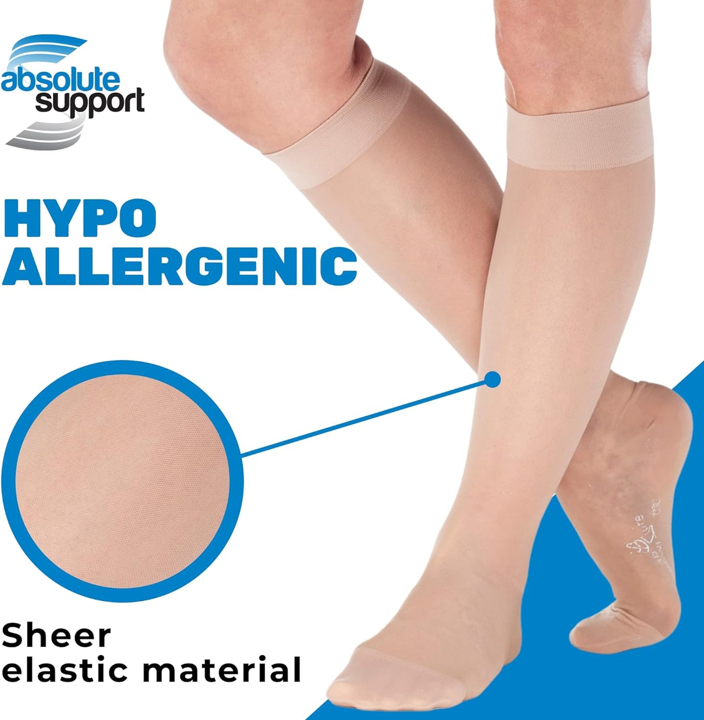 (3 Pairs - Closed Toe) Made in USA - Sheer Compression Stockings for Women 15-20mmHg - Womens Compression Socks for Circulation during Travel, Airplane, Sport, Athletic - Natural, X-Large - A101NA4-3