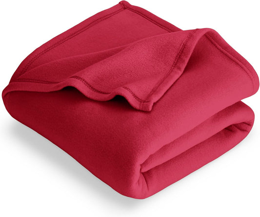 Bare Home Polar Fleece Blanket - King - Red - Warm & Cozy - Premium Fleece - Throw for Bed, Sofa, Camping, Travel and Cold Nights - Lightweight Blanket (King, Red)