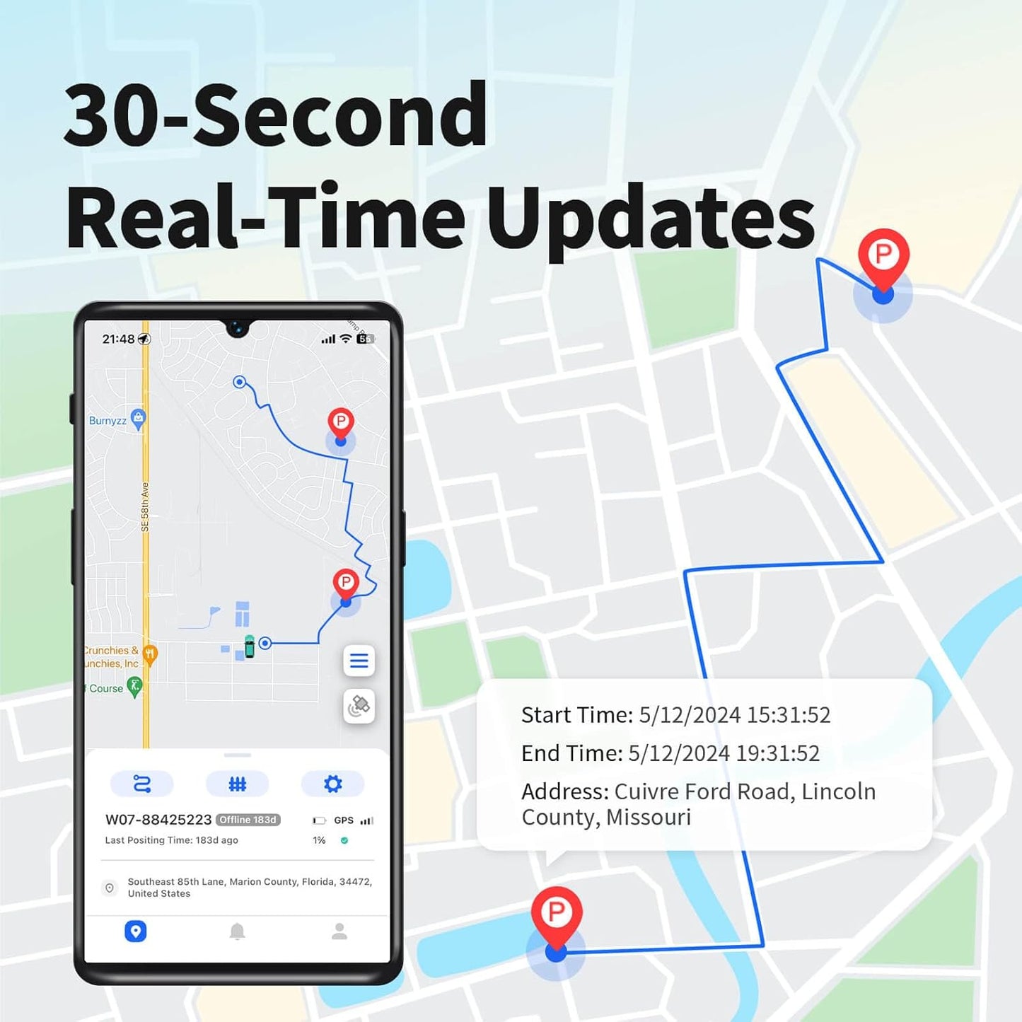 Wired GPS Tracker for Vehicles, No Monthly Fee, No Subscription, Real-Time Tracking, 4G SIM and Data Included, Trip History, GeoFence, Driving Alerts, Waterproof