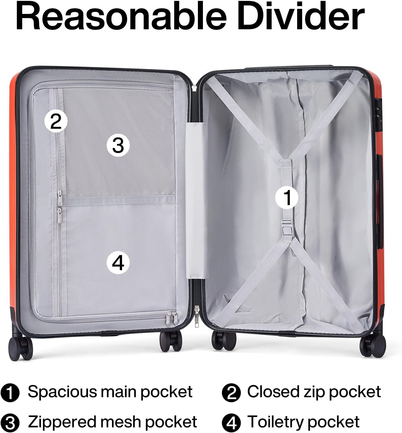 Hanke 29 Inch Luggage Suitcases With Spinner Wheels Lightweight PC hardside Rolling Suitcase With Travel Lock, Checked-Large 29-Inch Christmas Gifts for Birthday （Orange）