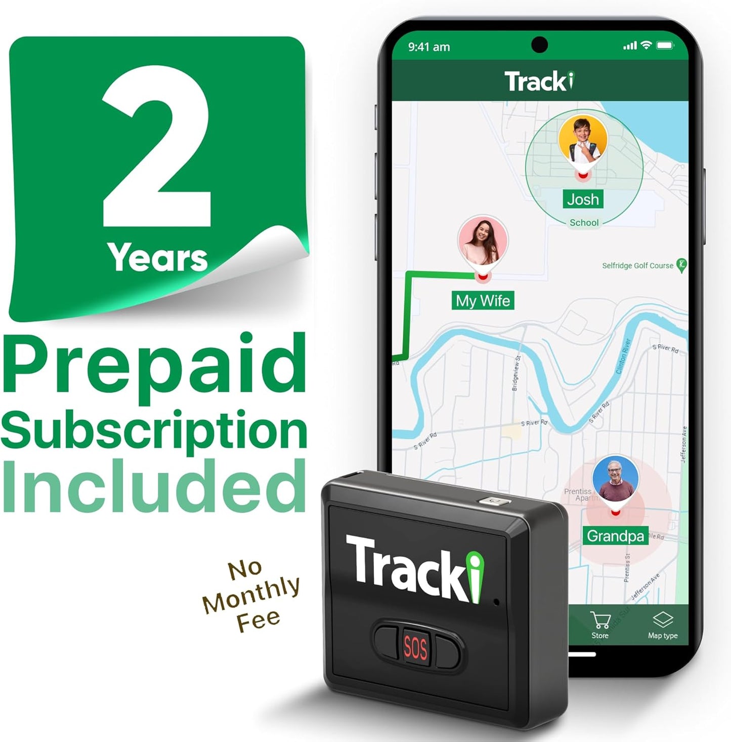 Tracki GPS Tracker for Vehicles, Car, Kids. Subscription Needed. US-Made Tech. 4G LTE GPS Tracking Device. Unlimited Distance, US & Worldwide. Small (Tracker) (Tracker 2 Years Subscription Incl.)