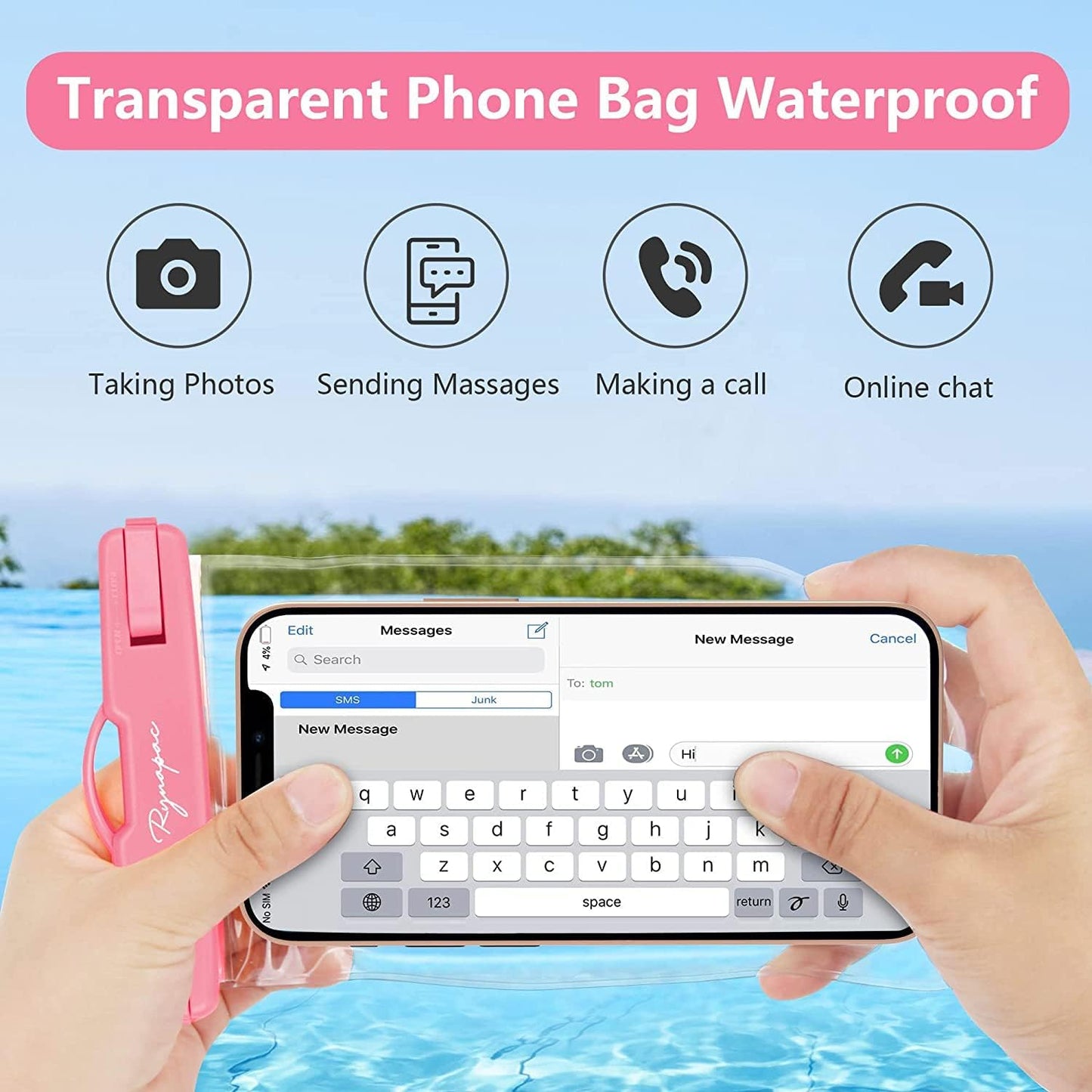Waterproof Phone Pouch Bag - 7.5in Water Proof Cell Phone Case for Beach Travel Must Haves, IPX8 Dry Bag with Lanyard for iPhone 16 15 Pro Max Galaxy S24+ Pixel 8, Cruise Ship Essentials