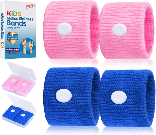 LYJEE Motion Sickness Bands for Kids, Travel Sickness Relief Wristbands, Anti-Nausea Wristbands for Car or Sea Sickness