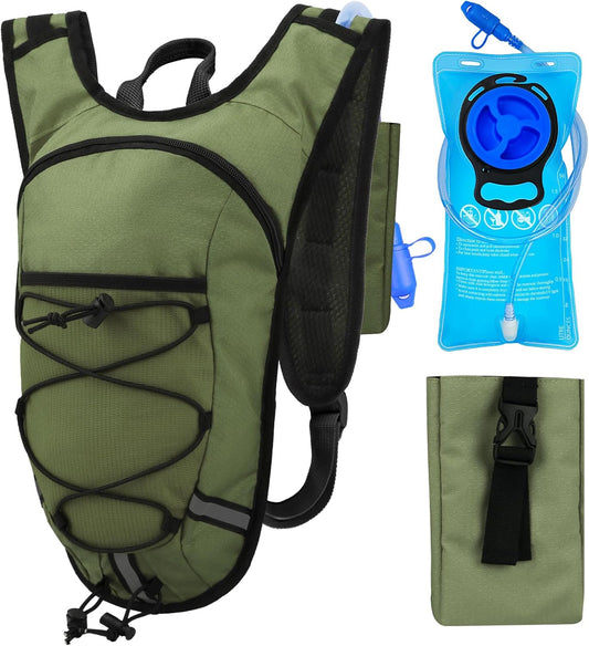 Lightweight Hydration Backpack 2L Water Bladder Pack for Running, Cycling, Hiking – Anti-Theft Water Backpack with Phone Holder, Trekking Pole Holder & Reflective Strips for Men & Women