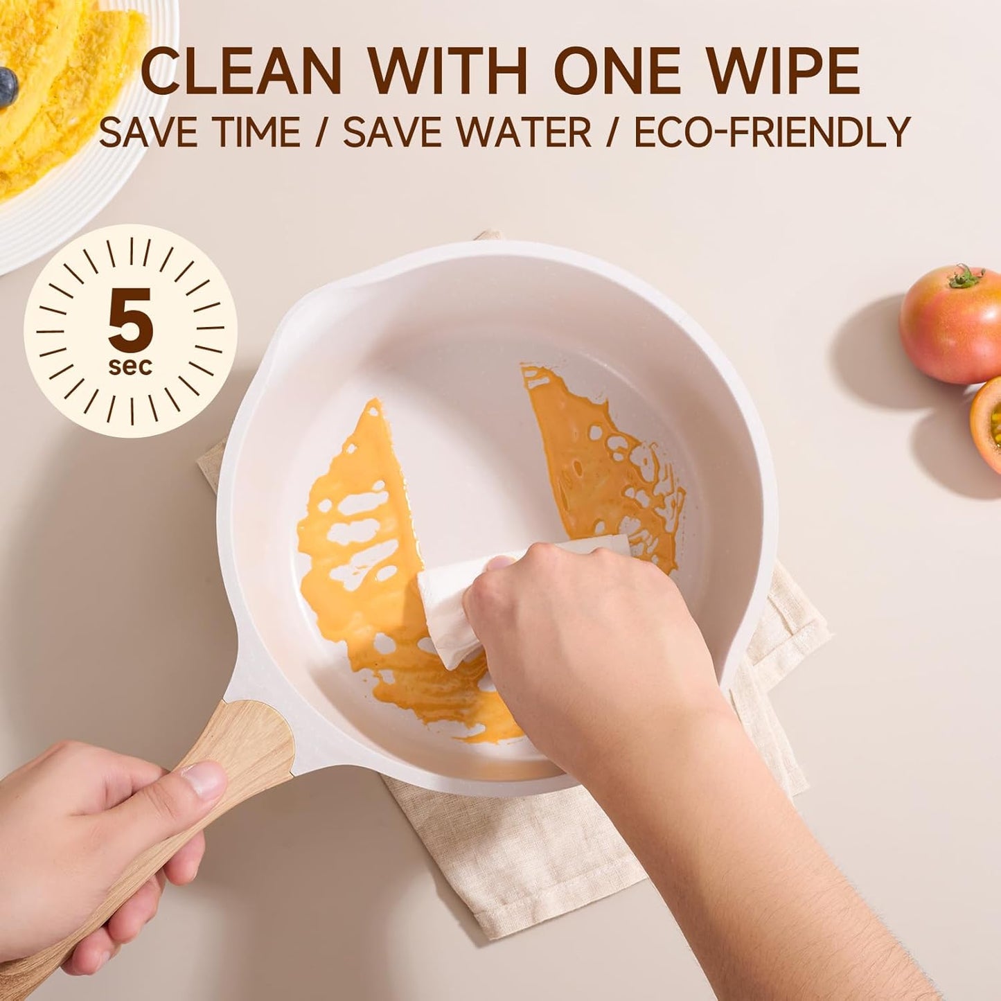 JEETEE 23pcs Pots and Pans Set Non Stick, White Cookware Sets for Kitchen, w/Frying Pans, Saucepans, Sauté & Griddle & Crepe Pan, Induction Cooking Pots (PFOA/PFAS Free)