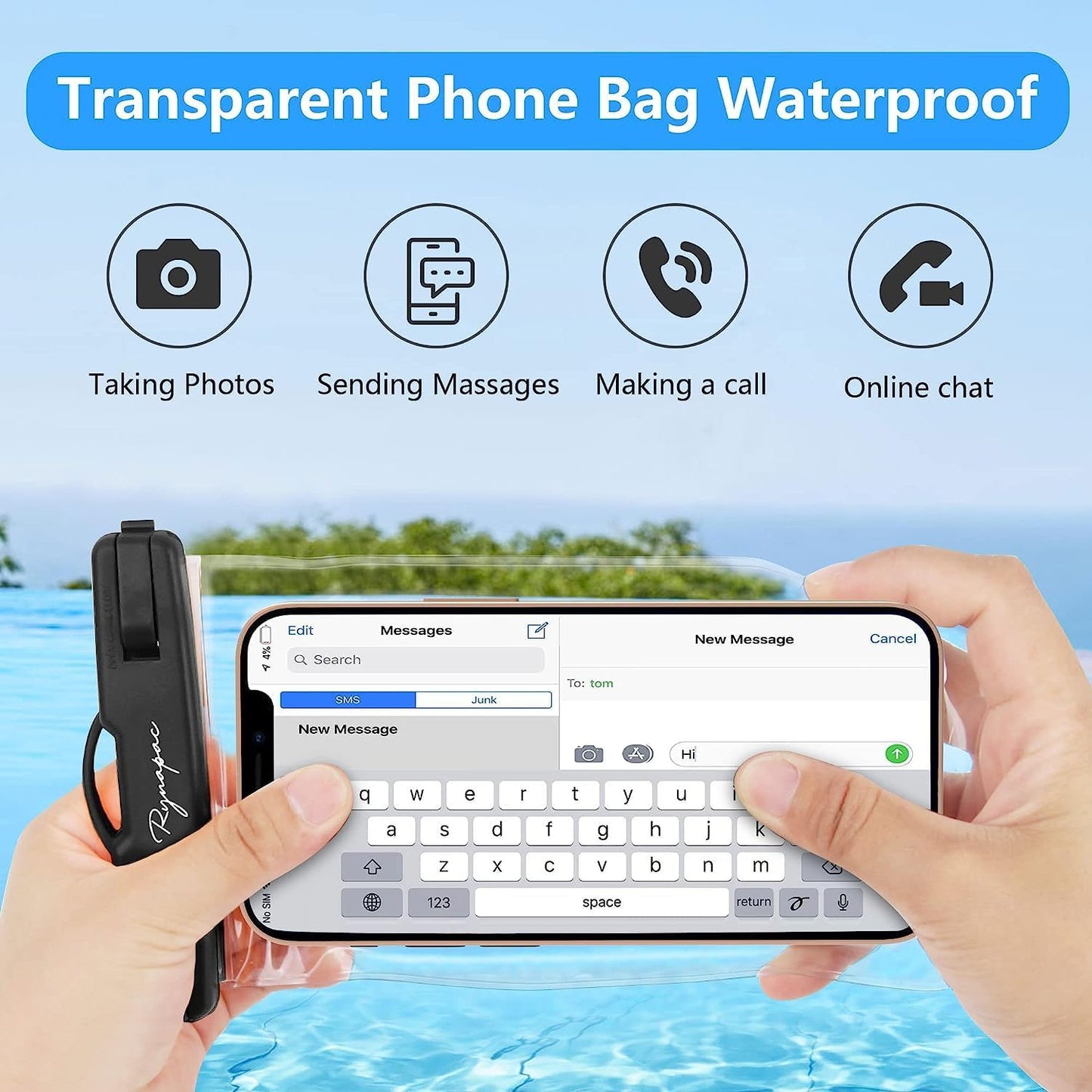 Waterproof Phone Pouch Bag - 7.5in Waterproof Phone Case for Beach Travel Must Haves, IPX8 Dry Bag with Lanyard for iPhone 16 15 Pro Max Galaxy S24+ S23 Pixel 8a, Cruise Essentials