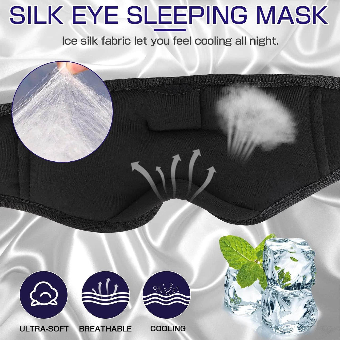 LC-dolida Sleep Headphones, Sleep Mask Bluetooth Wireless Music Eye Mask, Sleeping Headphones for Side Sleepers Sleep Mask with Bluetooth Headphones Ultra-Thin Stereo Speakers Perfect for Sleeping