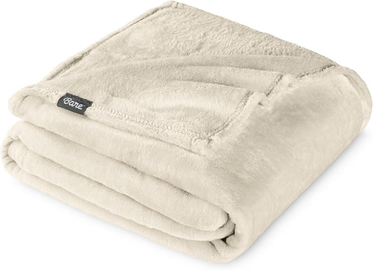 Bare Home Fleece Blanket - Full/Queen - Ultra-Soft Lightweight for Bed, Sofa, and Couch - Luxury Microplush - Cozy Warm Blanket (Full/Queen, Oyster)