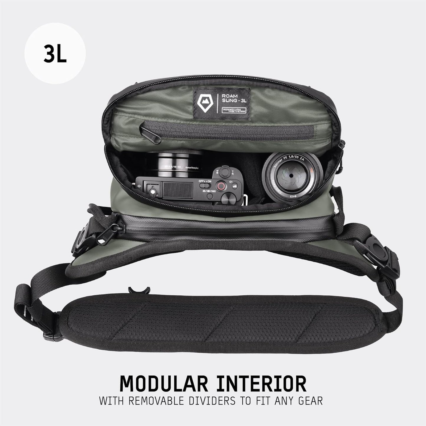 WANDRD ROGUE V1 3L Sling: Compact Camera Sling and Crossbody Bag with Fast Access, 3-Way Carry– Lightweight Everyday Bag Great for Travel, Photography, and Daily Use (Wasatch Green)